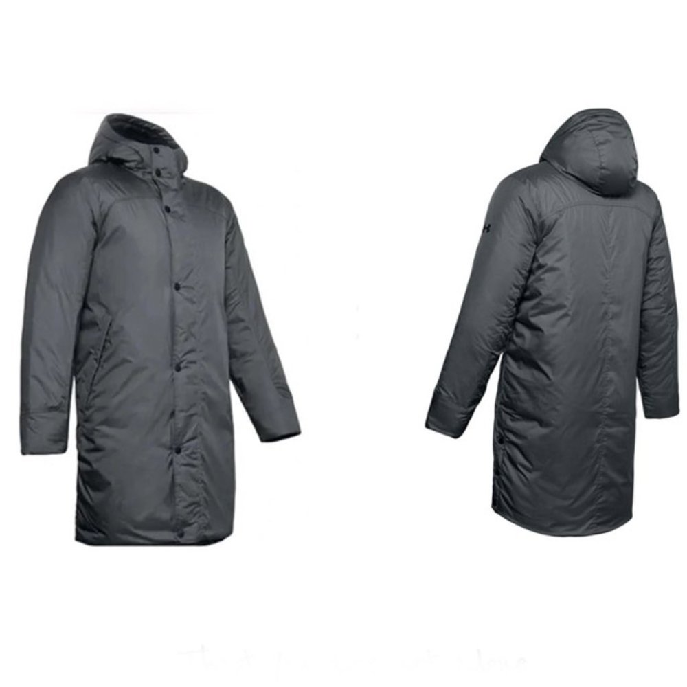 NWT Under Armor Men's Insulated Hooded Bench Coat Grey XS